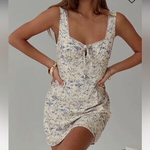 Princess Polly Cream Mini Dress with Blue Floral Print